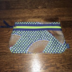 Estée Lauder blue/lime green/brown makeup bag